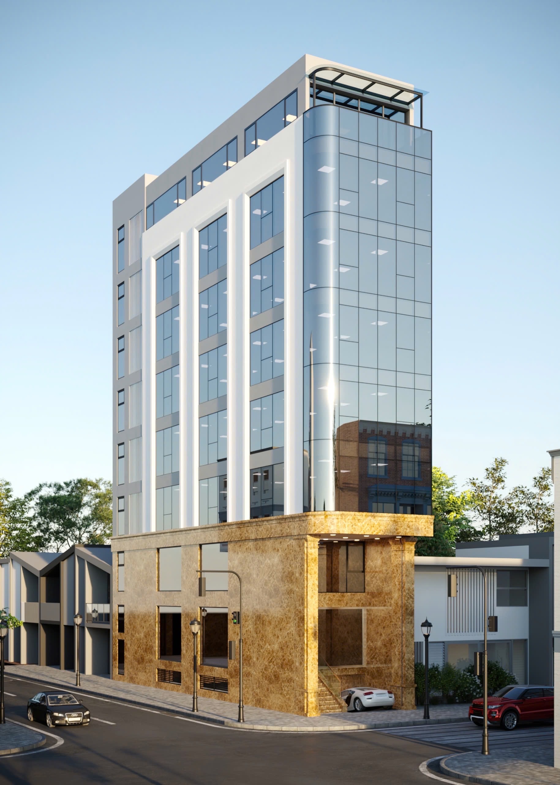 Bán Toà Văn Phòng 8 Tầng Xây Mới Mặt Phố Hoàng Văn Thái  DT 48.7m2, Mt 4.5m. Vị Trí Lô Góc