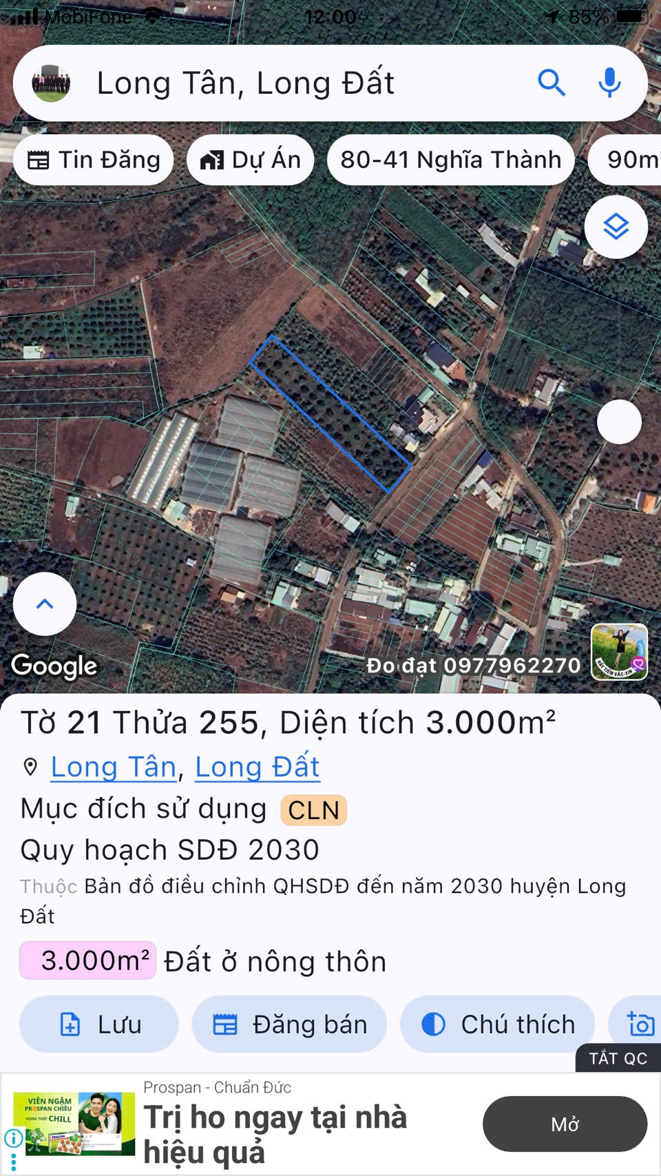 BÁN 3 SÀO (3000M2) ĐẤT TRUNG TÂM XÃ LONG TÂN GIÁ 9TỶ, CƠ HỘI ĐẦU TƯ SINH LỜI CAO