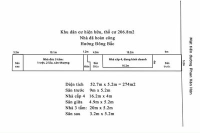 Nhà mặt tiền Phan Văn Hơn, dtsd 360m2 giá 14,8 tỷ