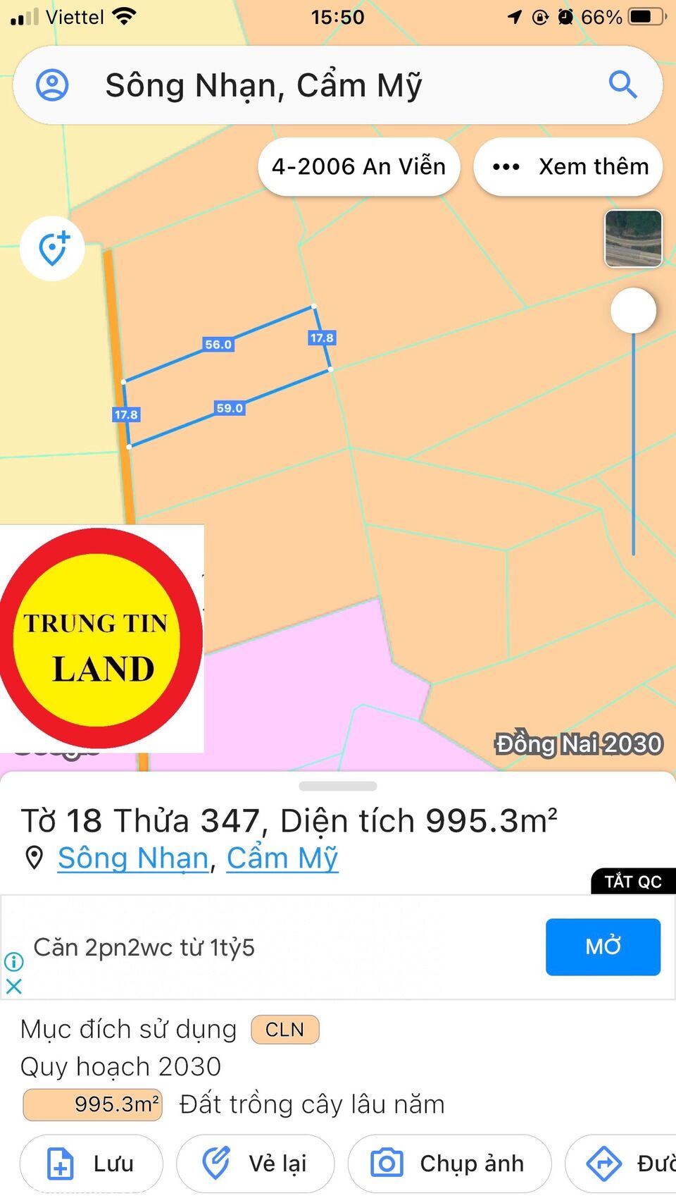 Kẹt Tiền Bán 1 Sào Đất Ấp 5 Sông Nhạn ,Cẩm Mỹ.
