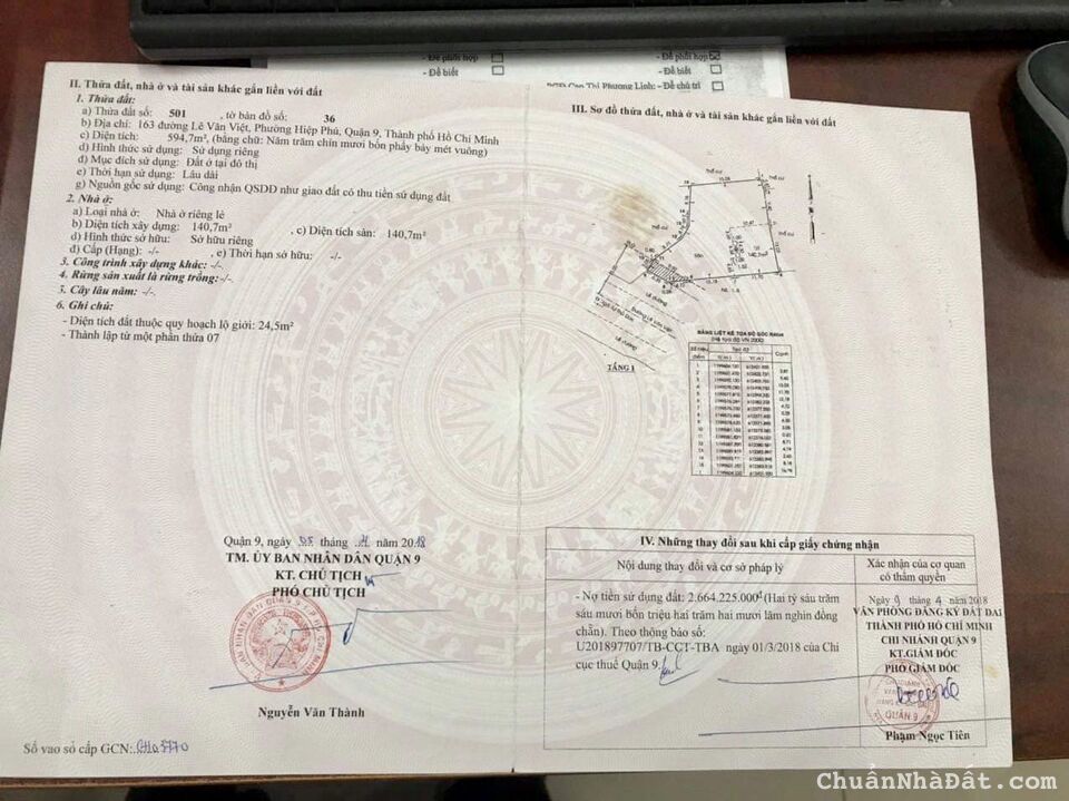 Bán đất mặt tiền Lê Văn Việt đối diện Vincom q9