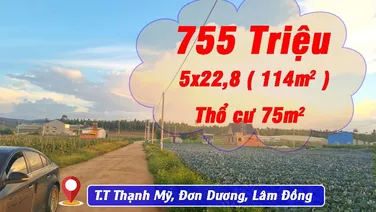 ĐẤT NỀN SẴN THỔ CƯ,CHỈ 755 TRIỆU,VÙNG VEN ĐÀ LẠT. THỊ TRẤN THẠNH MỸ, ĐƠN DƯƠNG, LÂM ĐỒNG