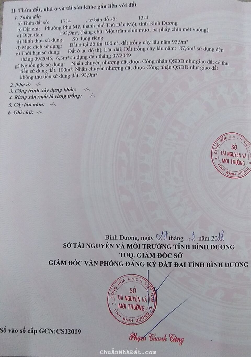 Bán đất đường hẻm 74, phú mỹ thủ dầu một dt 10*20 tc 100m2 tiện ích đầy đủ giá 3.6 tỉ