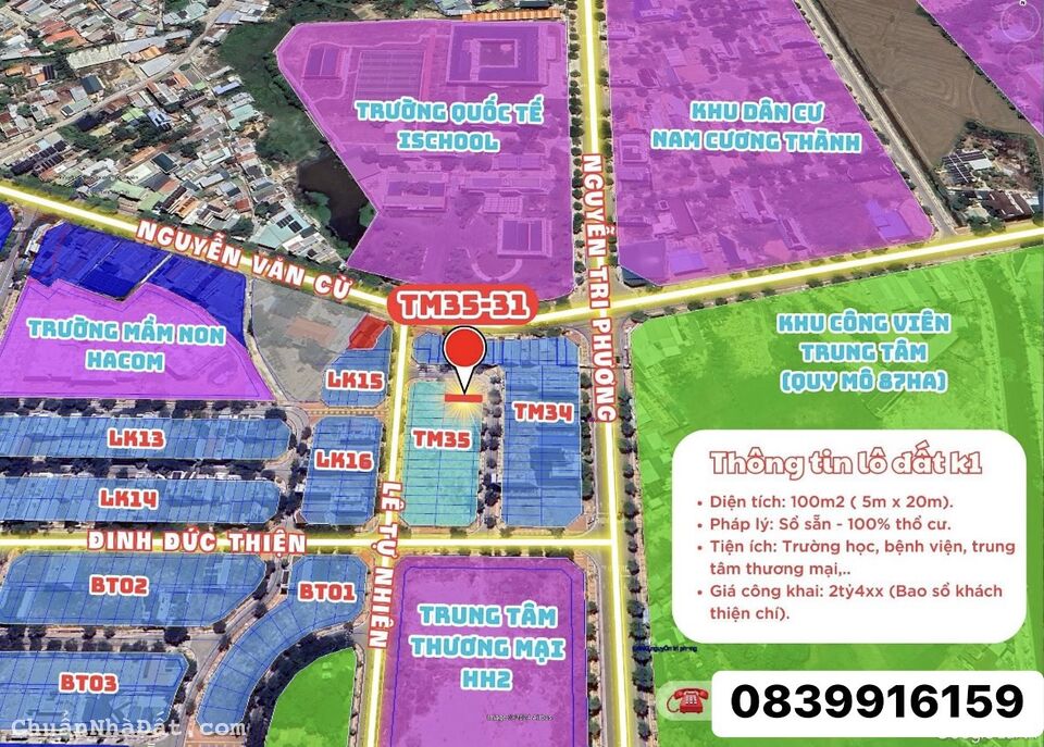 Chính chủ còn lô đẹp đối lưng đường Nguyễn Văn Cừ - Phan Rang khu k1