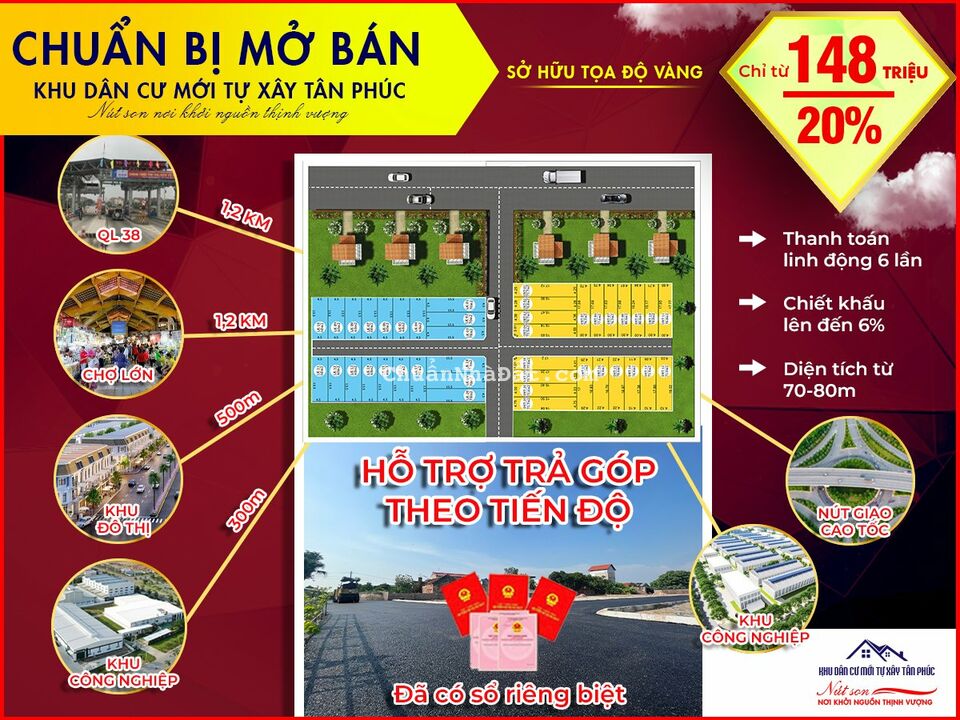 bán đất khu dân cư mới ven khu công nghiệp, đường trải nhựa 7 mét