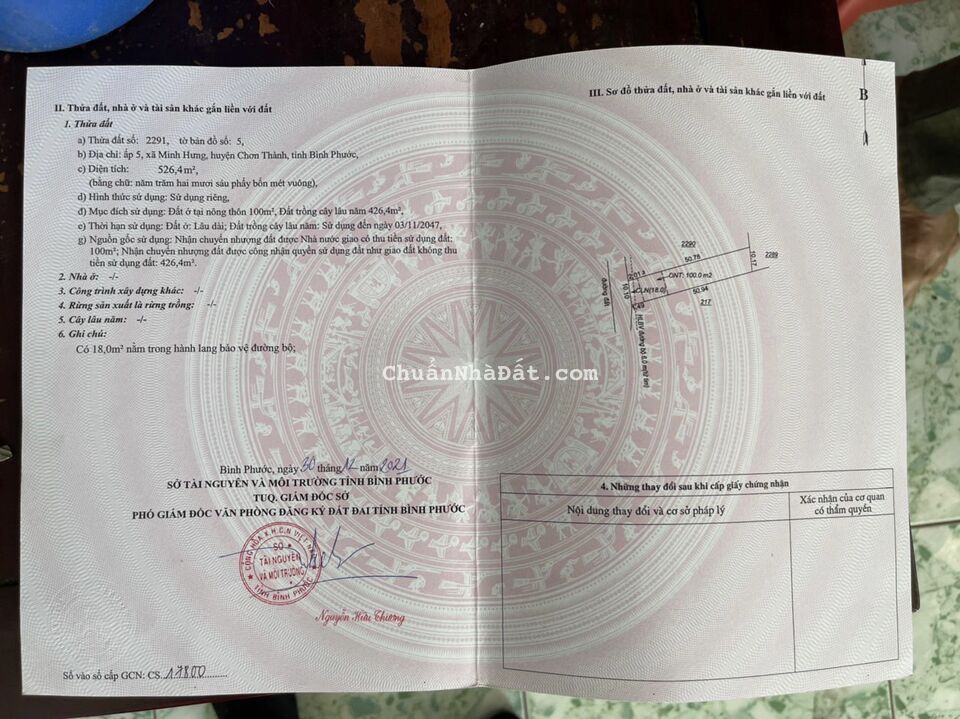  Bi vỡ nợ gia dình cần bán ra nhanh lô đất ấp 5 Phường Minh Hưng- Chơn Thành giá 675 TRiỆU / 5m 