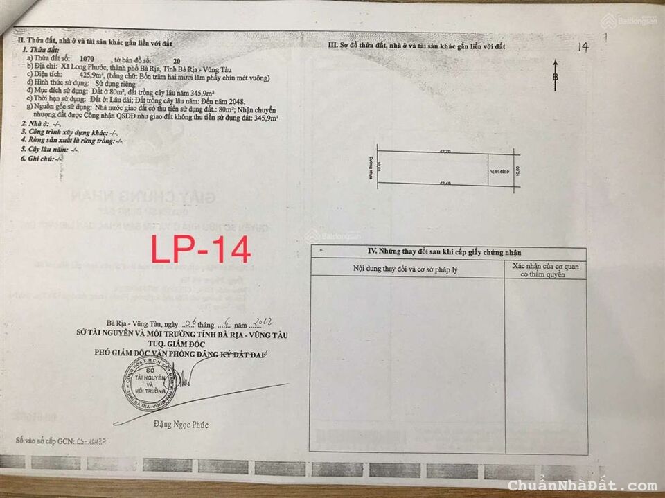 BÁN ĐẤT LONG PHƯỚC - TP BÀ RỊA SỔ SẴN VÀ GIÁ MỀM