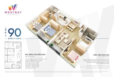 Bán căn hộ 3 phòng ngủ 90 m2 tại Westbay của Ecopark mặt trước, giá rẻ 3,1 tỷ bp LH 0967949918