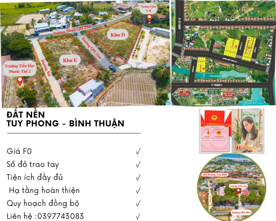 Đất nền KDC Phước Thể, Tuy Phong, Bình Thuận. Đón đầu sức nóng từ sóng BĐS công nghiệp!!!