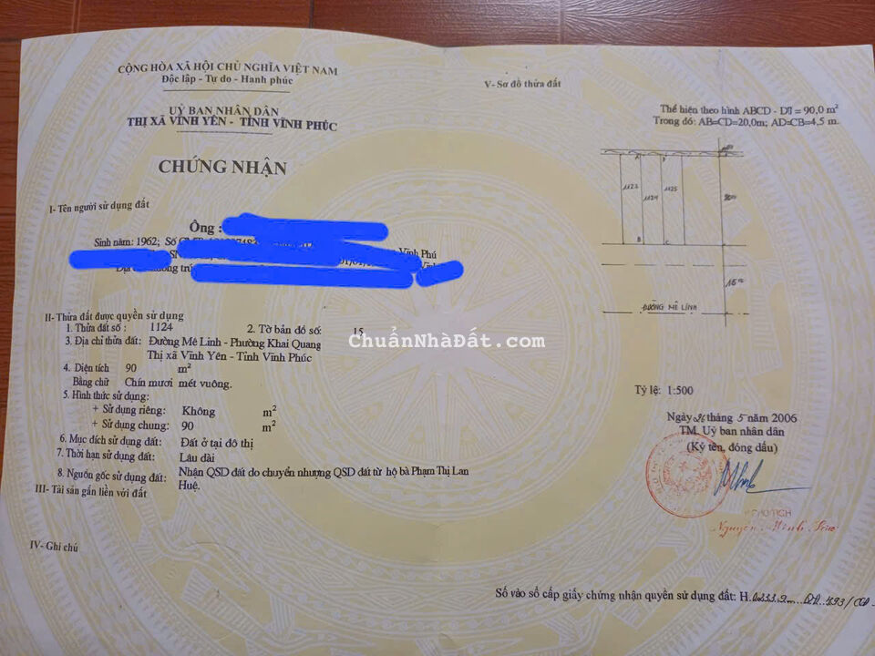 Bán đất kinh doanh mặt đường Mê Linh, Khai Quang, Vĩnh Yên, Vĩnh Phúc