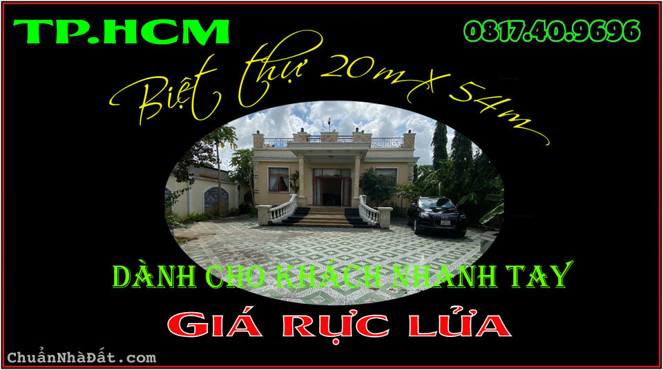 ĐÁO HẠN NGÂN HÀNG BÁN RẺ BIỆT THỰ 20 x 54m HÓC MÔN TP.HCM