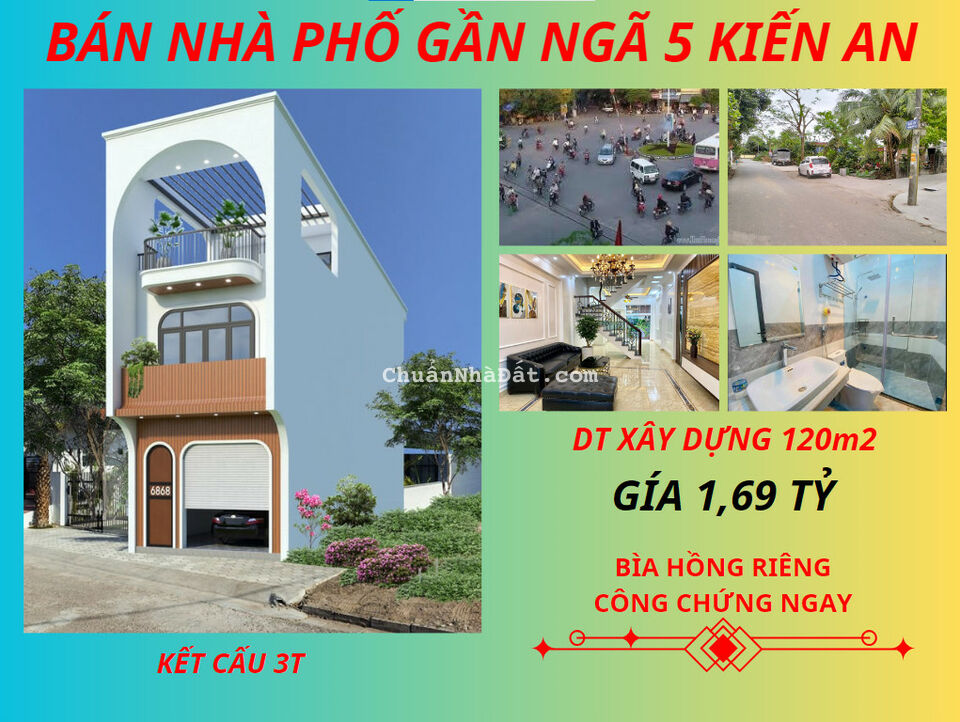 Bán nhà phố giá 1,69 tỷ gần Ngã 5 Kiến An