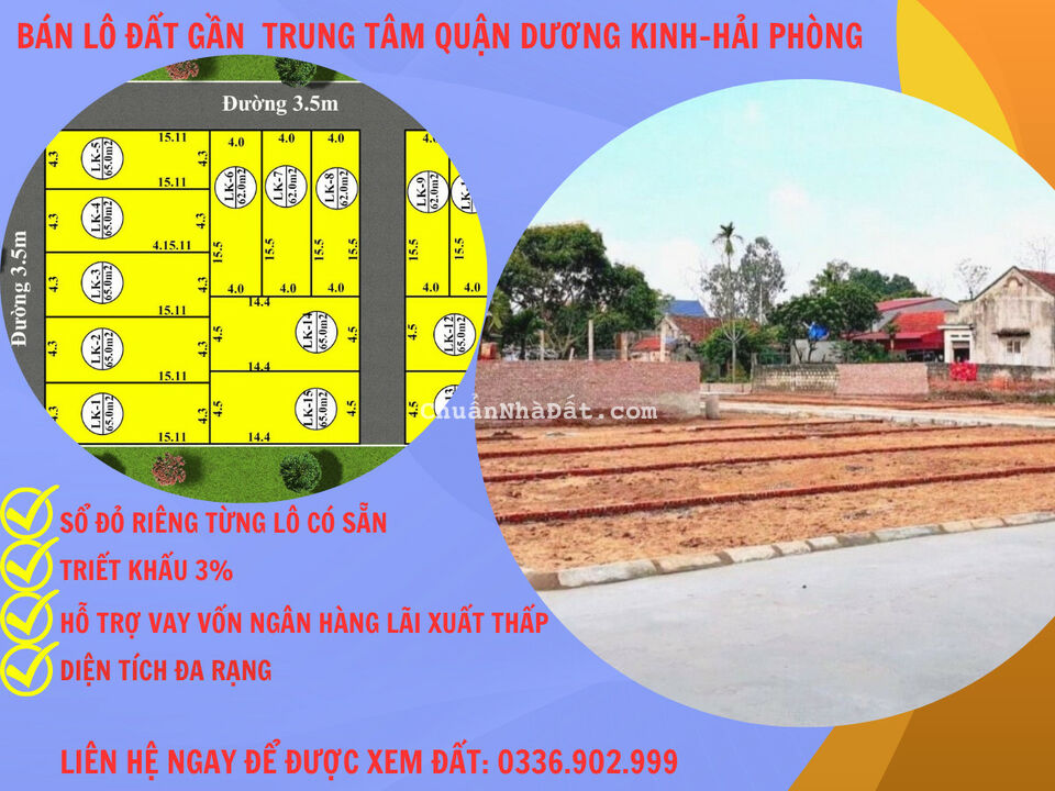 Bán lô đất gần chợ trung tâm phường hoà nghĩa-quận dương kinh-hải phòng