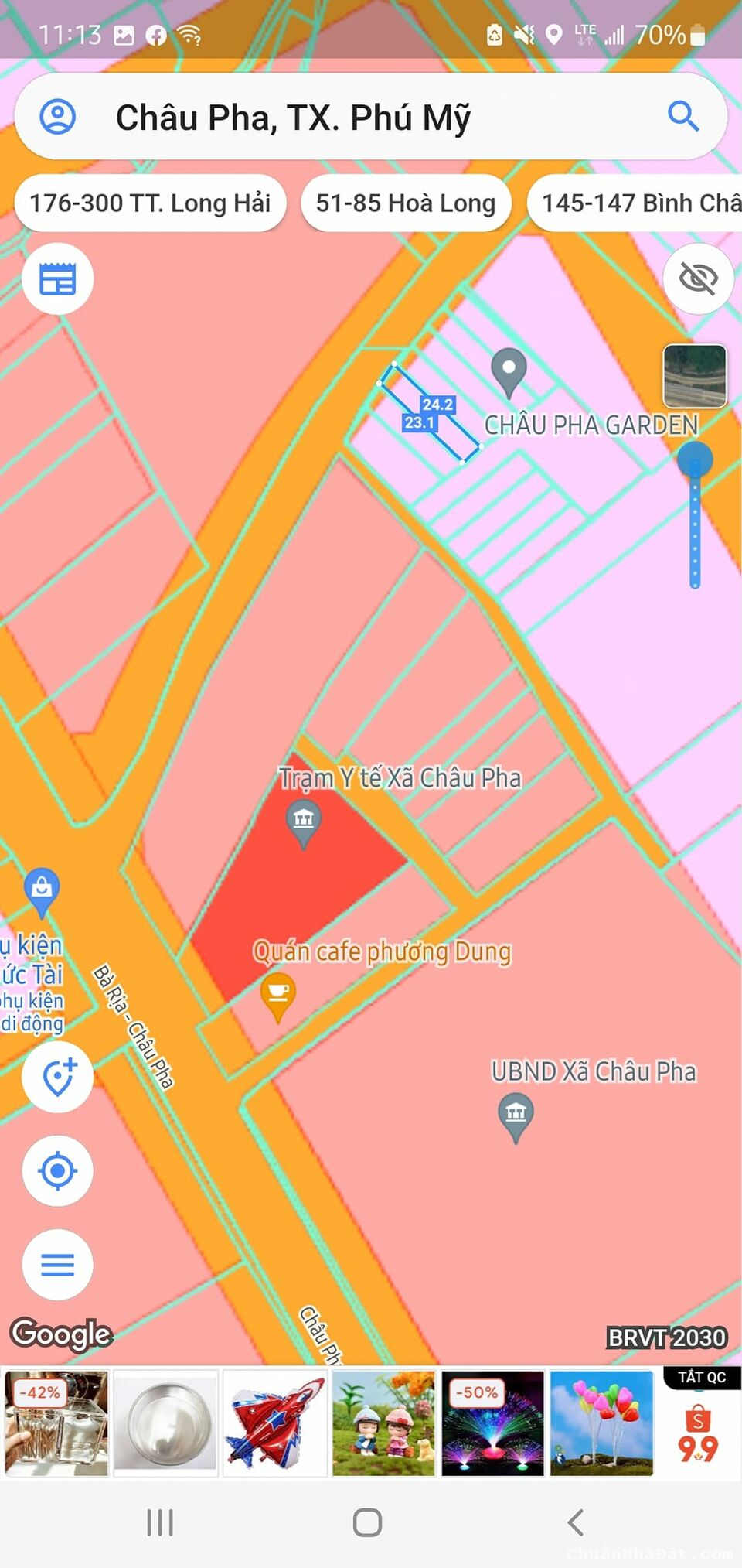 Cần bán nhanh lô đất thổ cư tại trung tâm xã Châu Pha, thị xã Phú Mỹ, Bà Rịa Vũng Tàu 