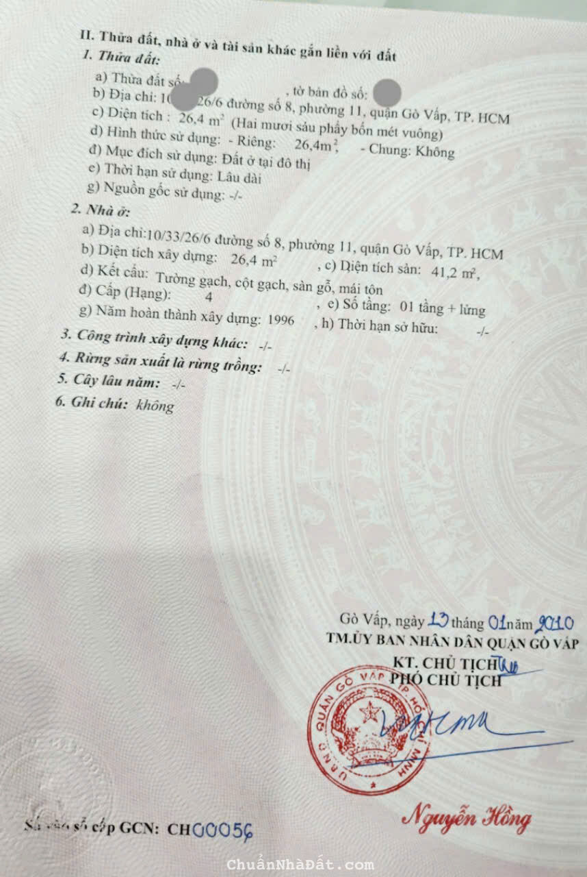 Chính chủ cần bán nhà đường số 8/ Thống Nhất phường 11 Gò Vấp