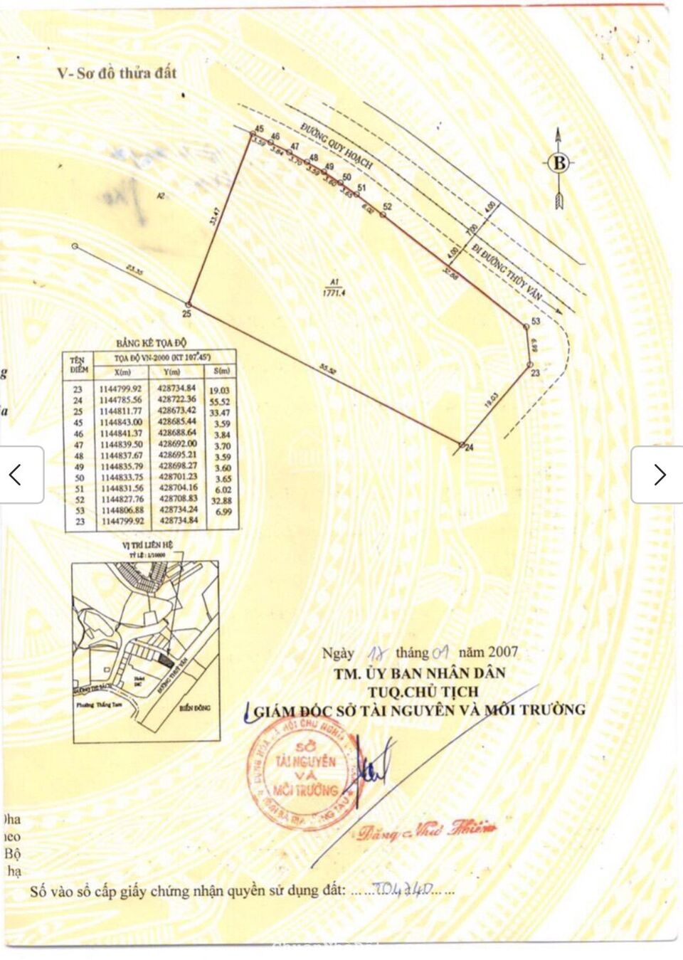 BÁN ĐẤT GÓC 2 MẶT TIỀN THÙY VÂN PHƯỜNG 8 VŨNG TÀU, DT 1771,4 M2, GIÁ 450 TỶ