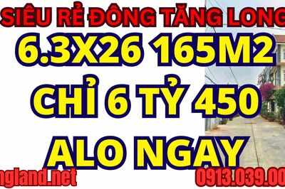 Ngộp Bank giảm 2 tỷ 6,3x26 165m2 6ty450 Tam Đa kế Đông Tăng Long (39tr/m2 Thơm Nhất 2024)