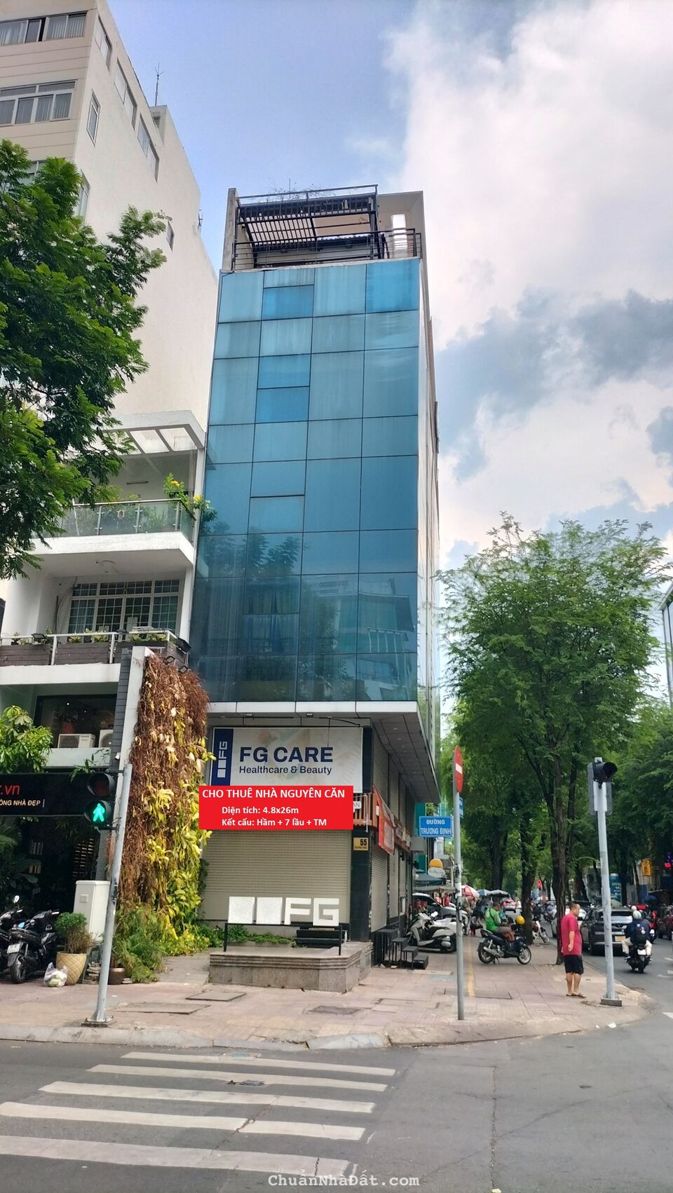 Cho  thuê  tòa nhà 55 Trương Định Quận 3, DT:4.8x26m, Hầm + 7 lầu, giá: 227tr  thương lượng