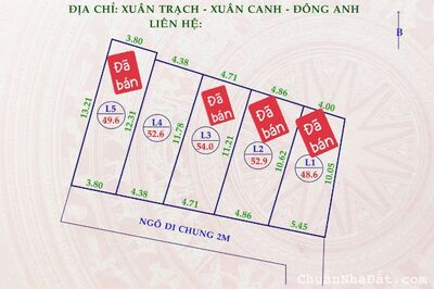 Bán Đất 52,6m Xuân Trạch- Xuân Canh- Đông Anh. Cạnh Cầu Tứ Liên, Giá 2,9 Tỷ.