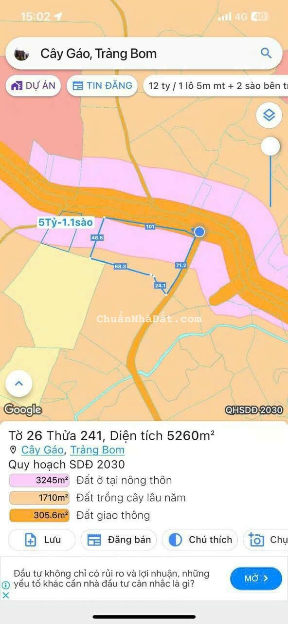 5260 m2 Góc 2 MT Đường Nguyễn Hoàng _ Gần Chợ Cây Điệp _ Cây Gáo _ Trảng Bom 