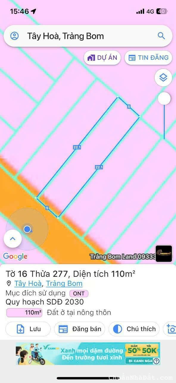 Lô Đất Đẹp Giá Rẻ Ngay Gần KCN Bàu Xéo _ Tây Hòa _ Trảng Bom _ ĐN