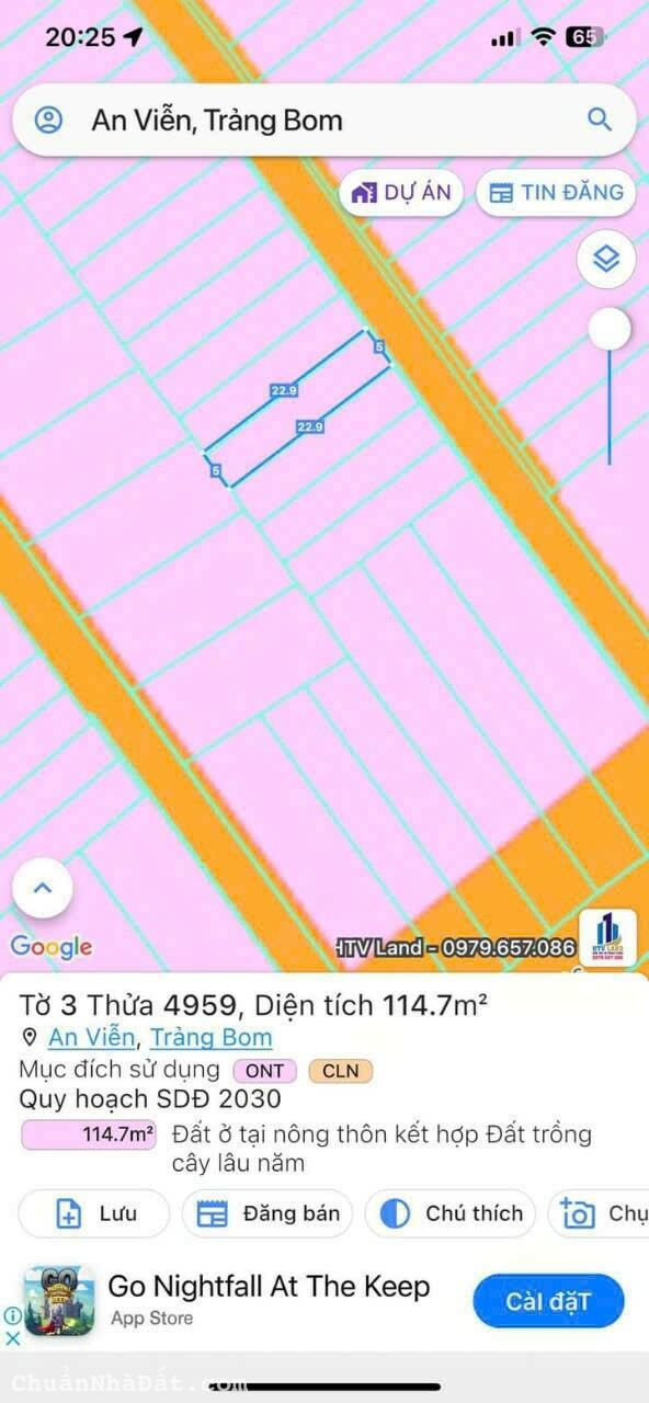 Lô Đất Đẹp 1 Sẹc Đường Trần Vĩnh Lộc & Nằm Sát KCN Giang Điền _ Trảng Bom _ ĐN 