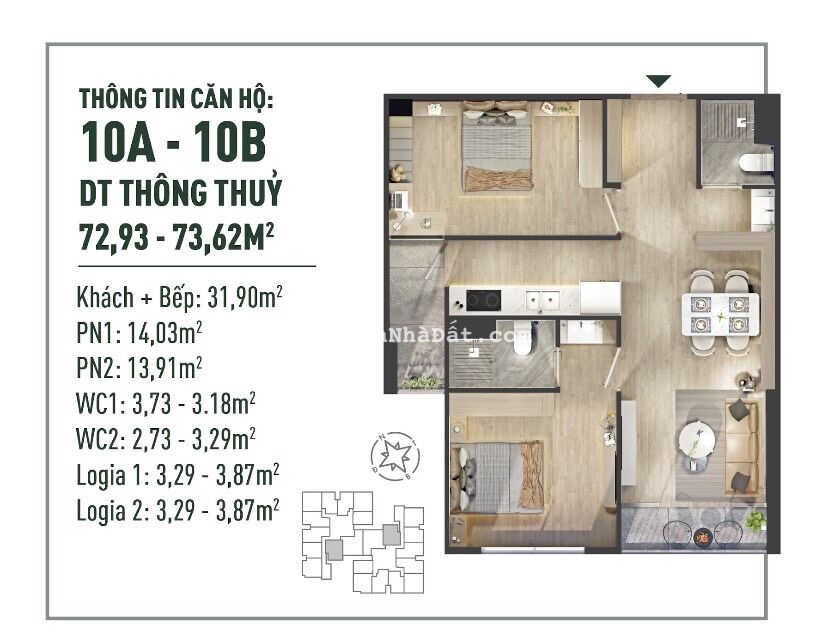 Căn hộ 2PN hàng tuyển chọn từ CĐT, đòn bẩy khổng lồ 10ab