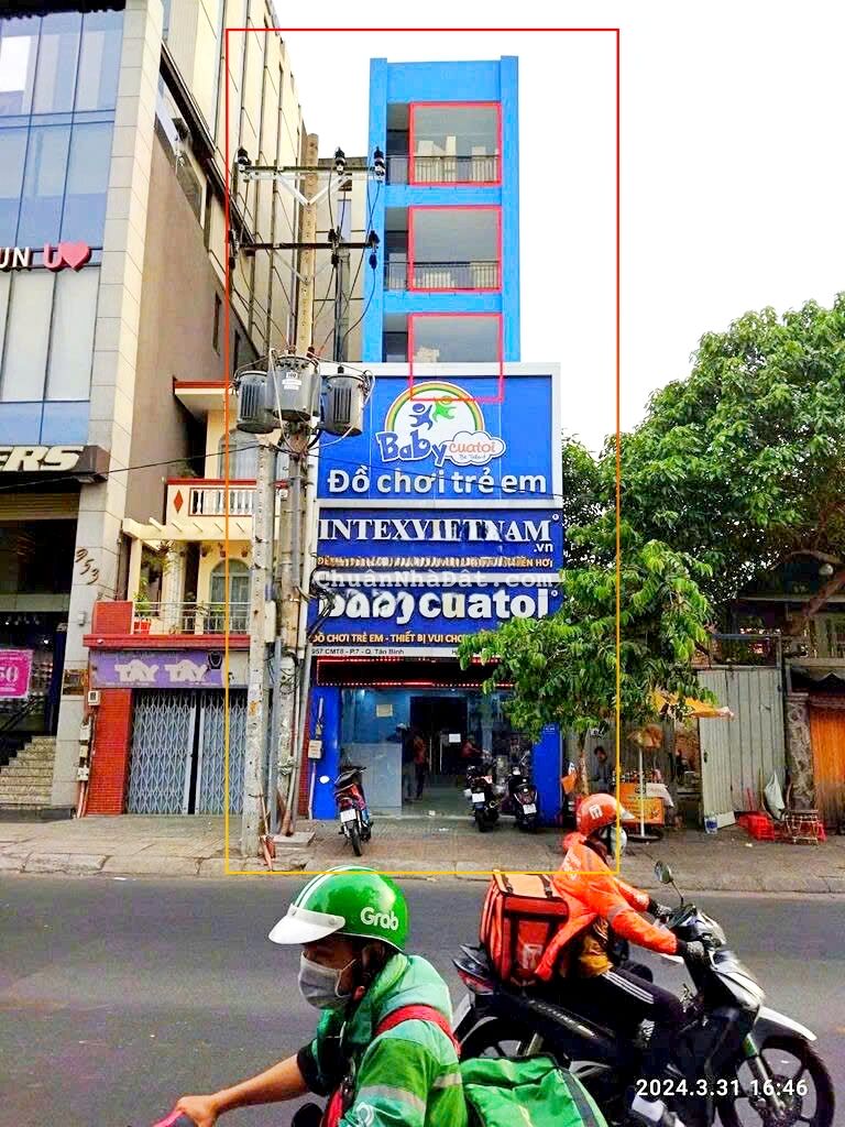 Cho thuê nhà 957 Cách Mạng Tháng 8, Phường 7, Quận Tân Bình. Trệt 6 Lầu Thang máy chỉ 60tr