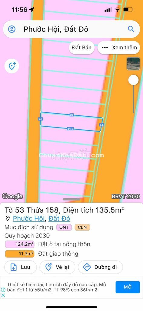 BÁN ĐẤT  ĐƯỜNG NHỰA PHƯỚC HỘI ĐẤT ĐỎ BRVT GẦN BIỂN