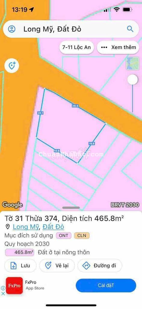 lô góc 2 mặt tiền đường nhựa siêu đẹp 20x28 Long Mỹ gần biển Phước Hải