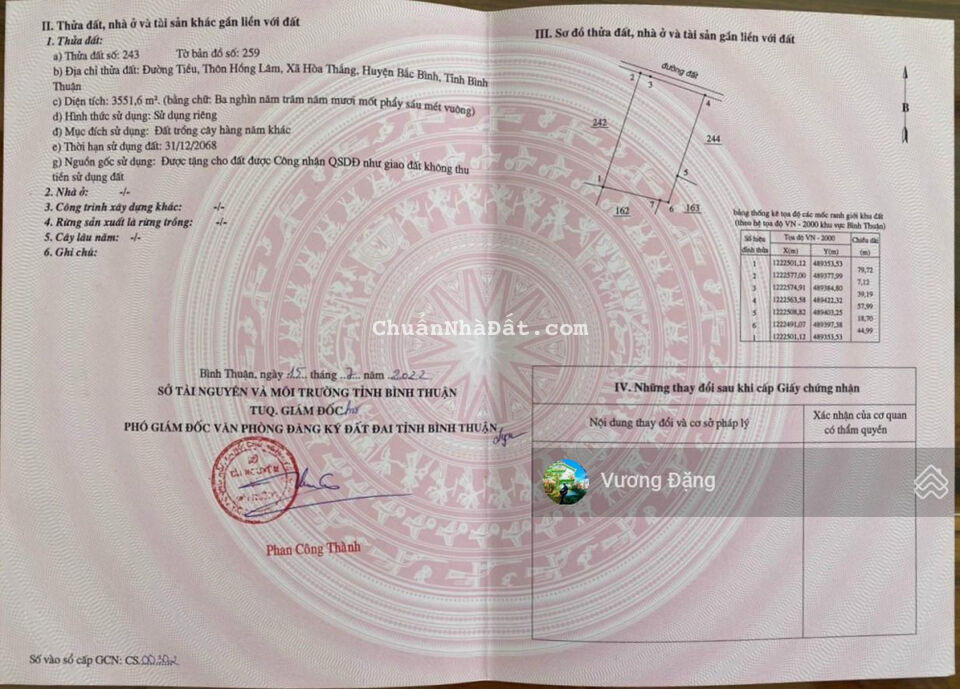 Cần bán 1,1 ha view biển và điện gió Hòa Thắng kế bên KDL Mian Farm gồm 3 SHR có bán lẻ giá đầu tư