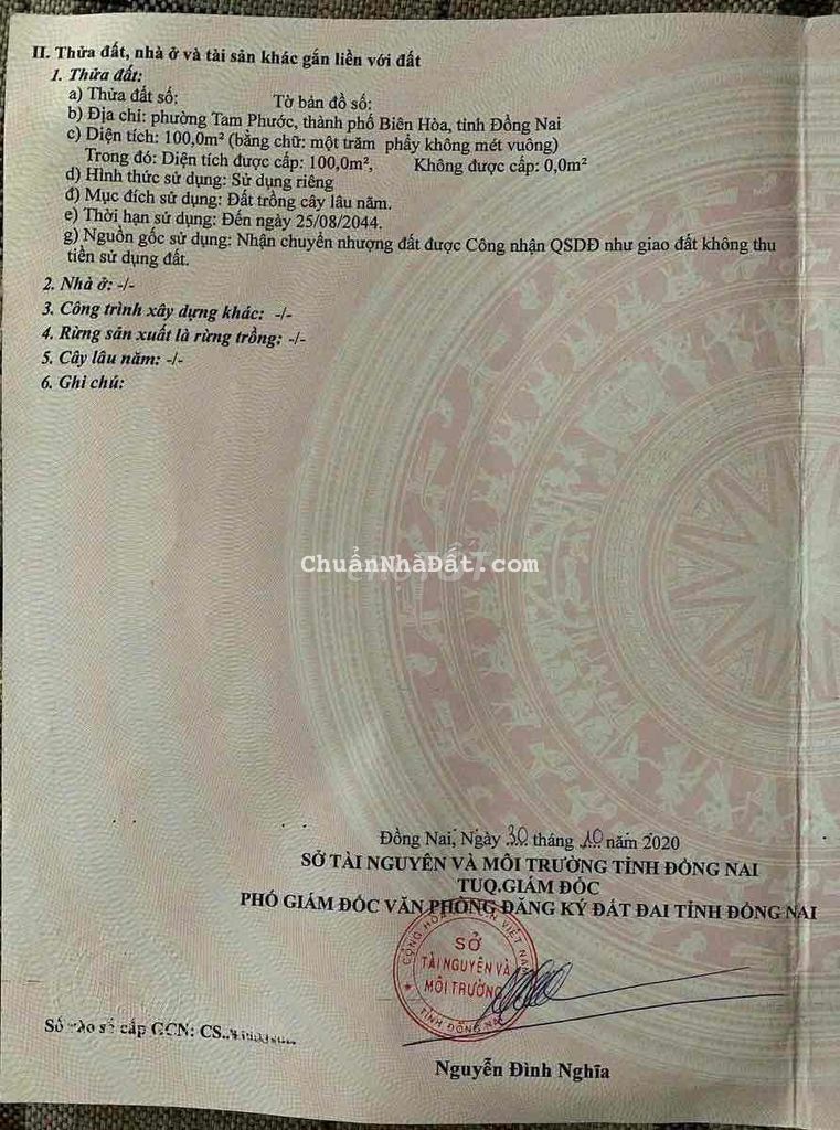 Cần tiền bán gấp lô đất QL 51, P.Tam Phước, TP.Biên Hoà