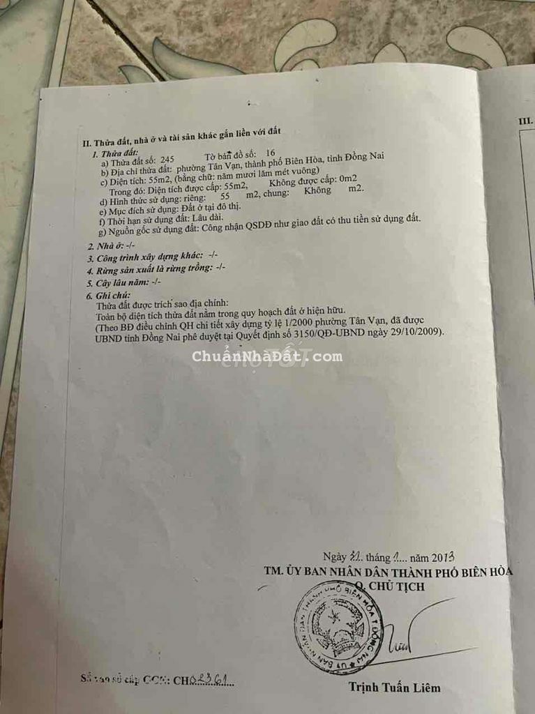 bán lô đất phường tân vạn 55m đường oto thổ cư giá 1ty2xx