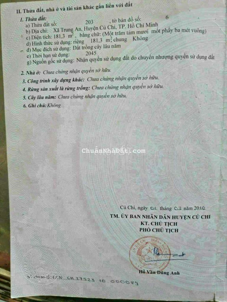 Đất đẹp (7.9x22),chưa thổ,Trung An,Củ Chi