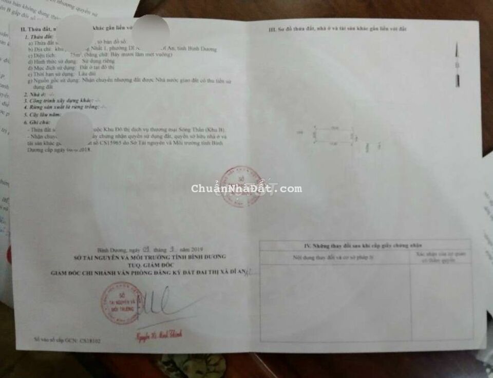 Đất Đẹp 5x15m Mặt Tiền Chung cư Phúc An kế bên Vincom550 Tp Dĩ An