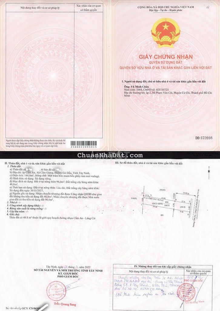 Đất thổ thị trấn Gò Dầu ,Tây Ninh,SHR,530tr,200m2,