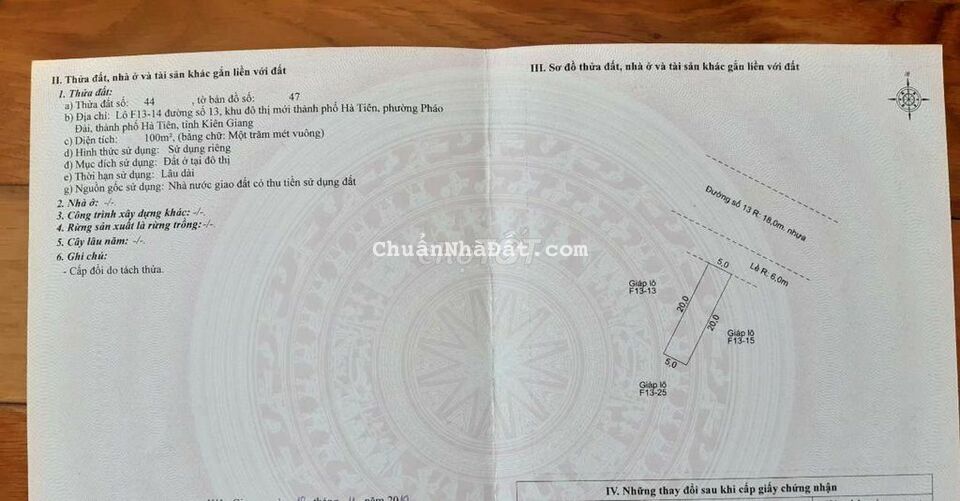 Cặp Nền Đường Số 13 Khu Hà Tiên CNT