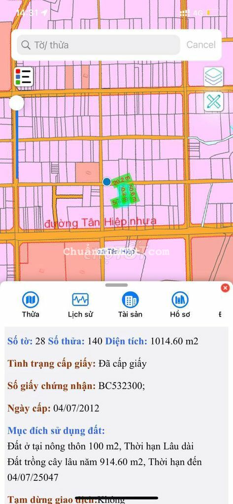 Bán 1000m2 đất thổ cư, mặt tiền đường nhựa, ngay KDC đông đúc