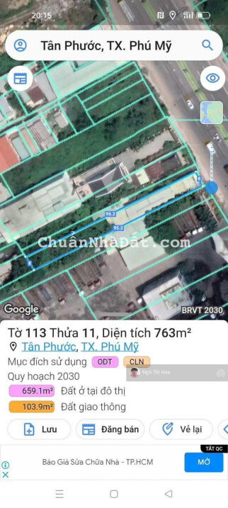 Bán gấp nhà xưởng 8 x 95=763m2 mặt tiền QL51 cách ngã 3 Cái Mép 100m, giá 9 tỷ