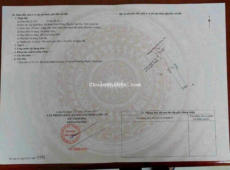 190m2 thổ cư đường ô tô giá 530tr ở bình trinh đông