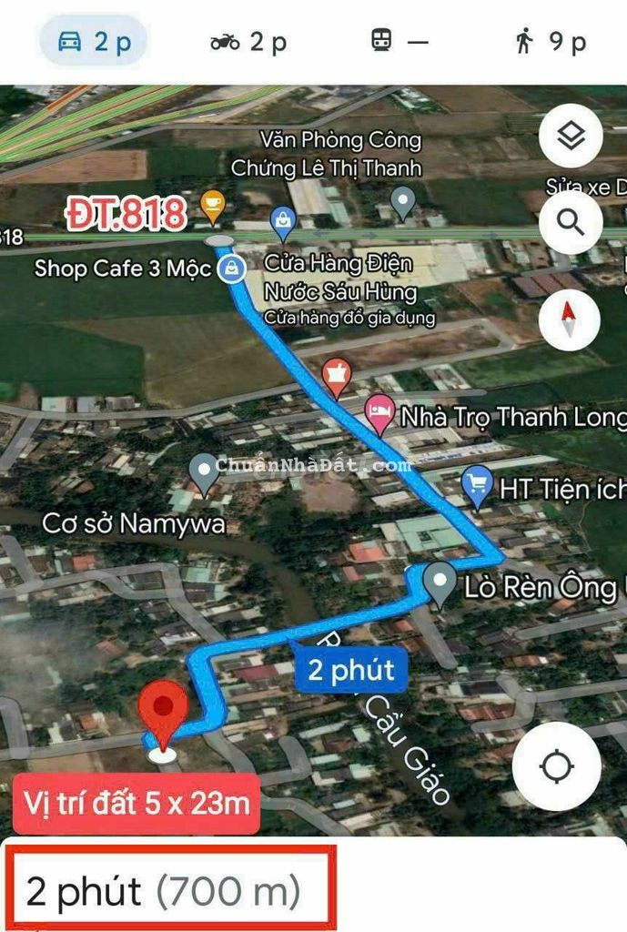 5 x 23m cách Văn Phòng Công Chứng Lê Thị Thanh 700m