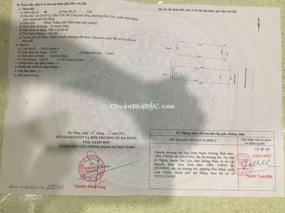 Bán nhà 2 tầng đường Ban Ban 2, Bá Tùng 3, Hòa Quý, Ngũ Hành Sơn