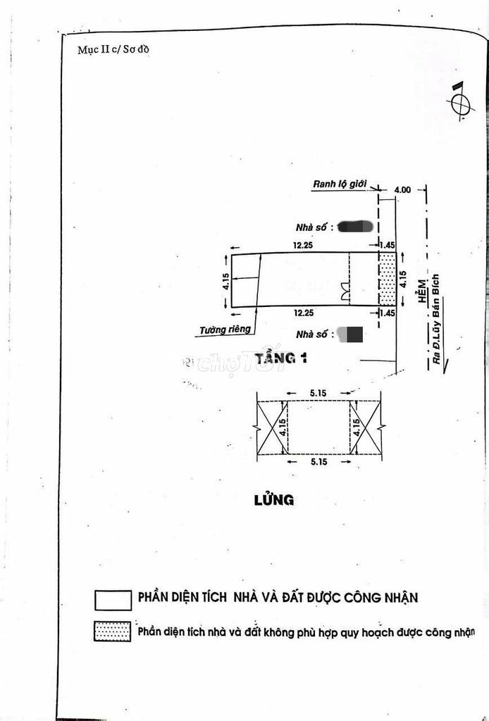 Ngộp Lũy Bán Bích HXH thông sát MT - 56m2 - 2 tâng