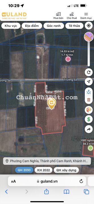 Bán đất đẹp DT 8626m2 tại Hoà Tiến, Cam Nghĩa, Cam Ranh, gần Mỹ Ca Cam Lâm - Giá: 2,2 tr/m2 (19 tỷ)
