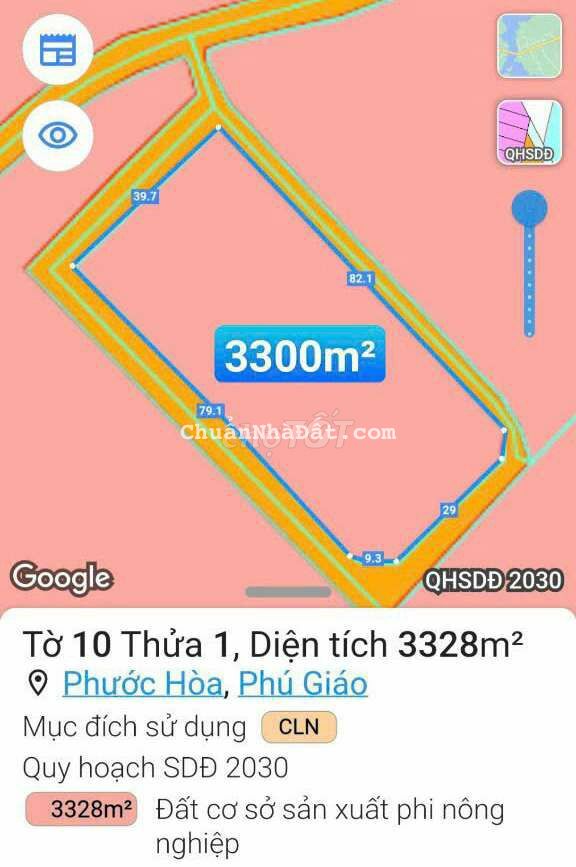 Đất SKC Phước Hòa Phú Giáo 1,82 Ha. Giá 32 tỷ