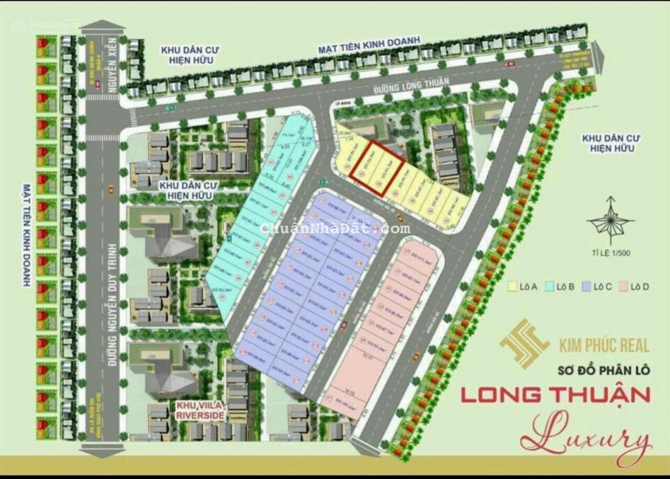2 Lô đất liền kề dự án Hoàn Kim Long Thuận KDC hiện hữu 3,45 tỷ/92m2